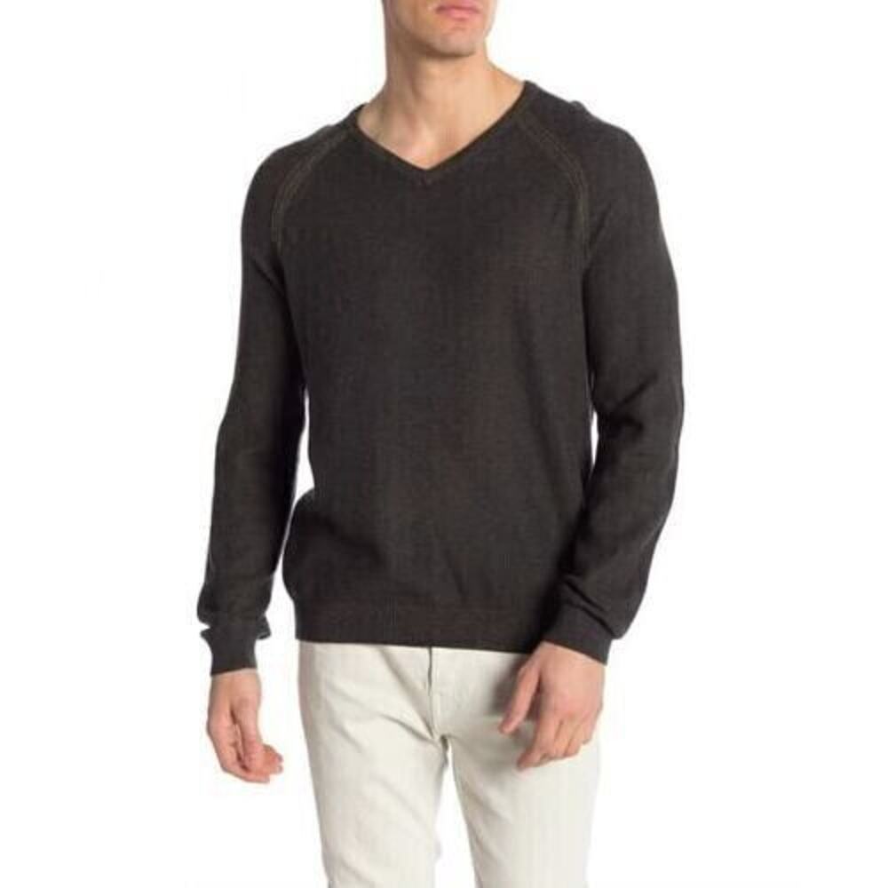 Tailor Vintage Men's Reversible V-Neck Sweater in Charcoal/Green XLarge $98